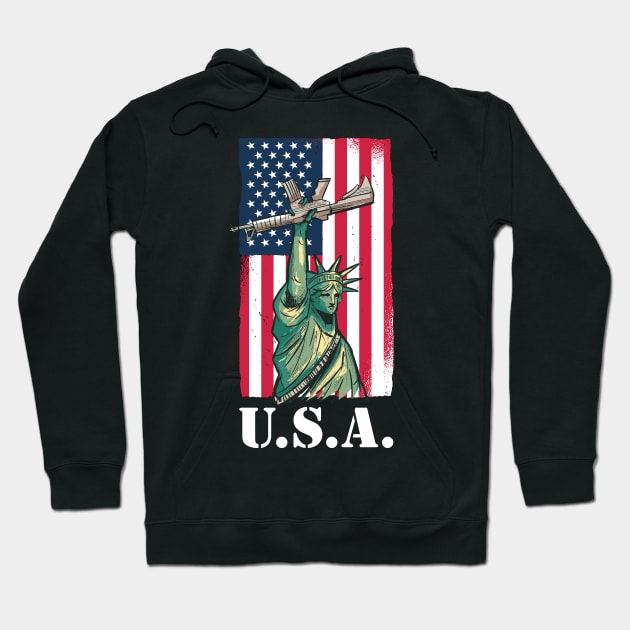 Rifle Funny American Flag Gift Hoodie by CatRobot